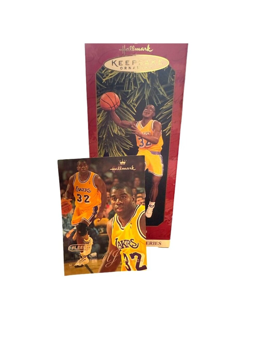 Hallmark Magic Johnson Hoop Stars #3 1997 Lakers Ornament QXI6832 Card Box